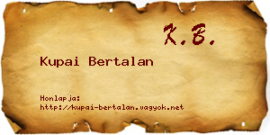 Kupai Bertalan névjegykártya